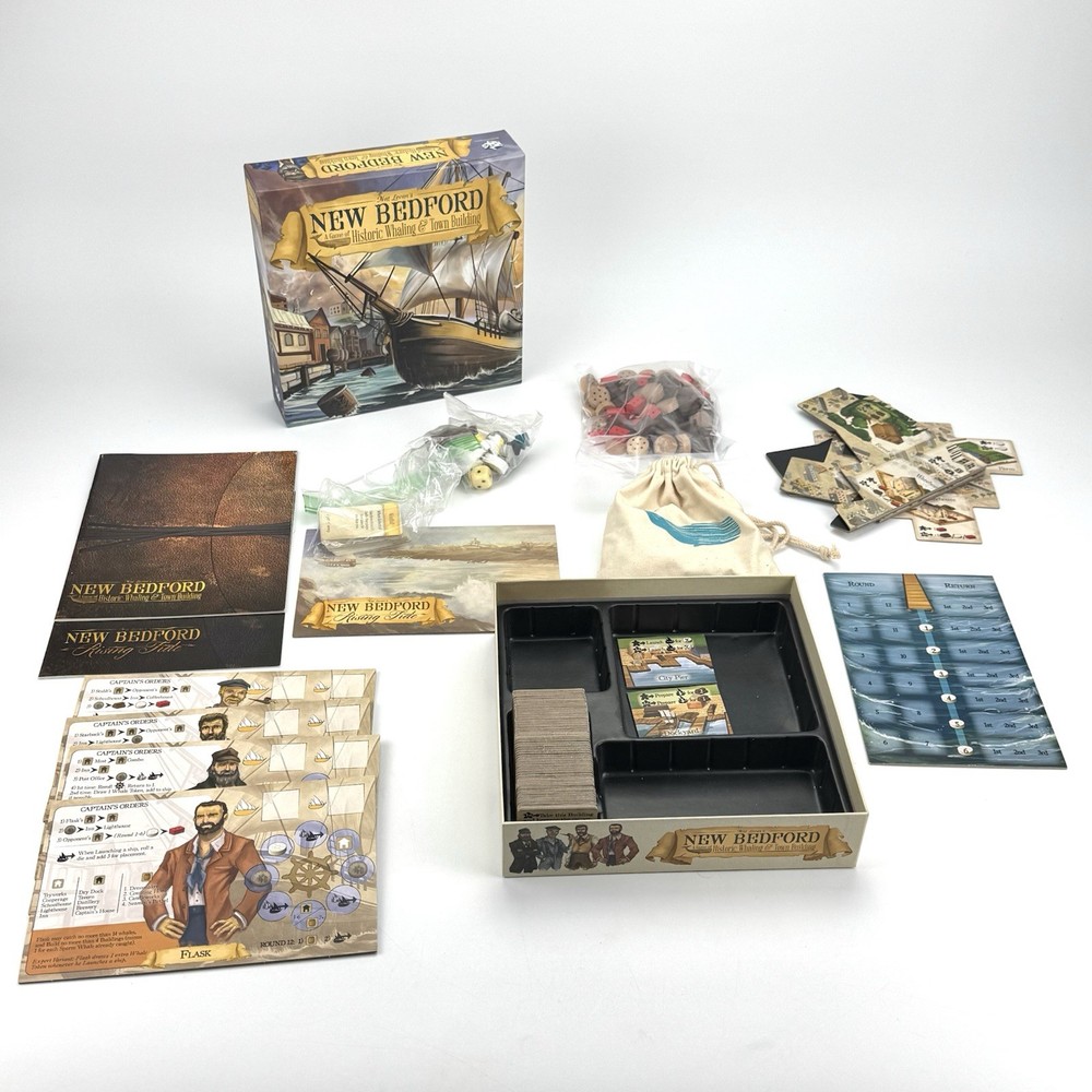 New Bedford Board Game + Rising Tide Expansion Greater Than Games Whaling READ