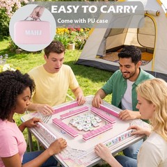 HYZYey Mahjong Tile Set 160 Acrylic Sparkle Pink Blossom American Mah Jongg G…
