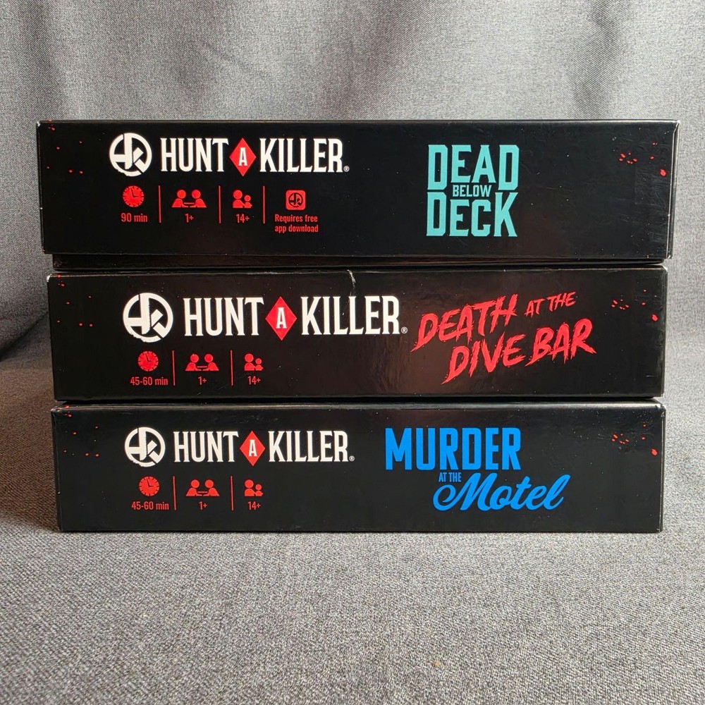 Hunt A Killer Mystery Board Game Lot Dead Below Deck Dive Bar Motel 3 Box Set