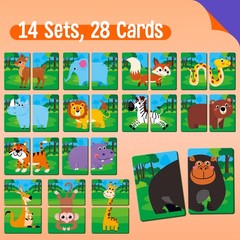 Jungle Animal Memory Game 28 Chunky Cards for 1-5 Players – Fun Educational Toy