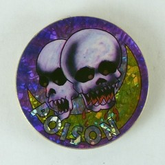 1/4″ Thick 2.5oz Heavy Brass Double Sided Pogs Slammer Poison Skull 8 Balls