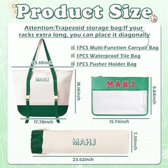 Empty Mahjong Tile Bags Set for American Tiles and Racks,Canvas Tote Bag with Ma