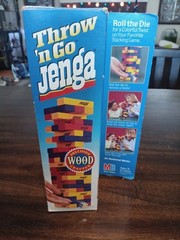 Vintage 1995 Throw ‘N Go Jenga 1986 Colorful Wood Tower Building Game + Manual