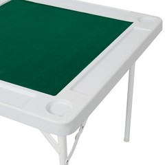 Square Folding Card Table Felt Poker Mahjong Table with Chip Trays Cup Holders
