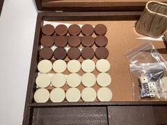 Cardinal Backgammon Set with 1.5″ Resin Beige & Brown Checkers- Nice Basic Set