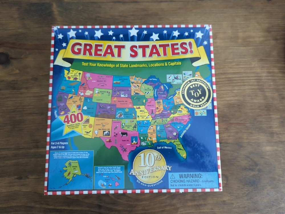 GREAT STATES! Board Game, 2010 International Playthings, New in Box Cellophane