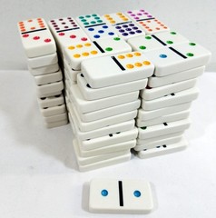 Pavilion Dominoes Double 12 Set 91pc Vtg Snap-Closure Case Multicolored Tiles