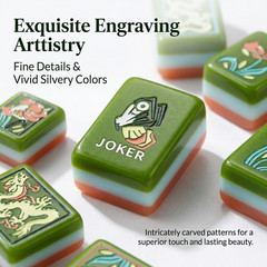 American Mahjong Set 160 Green Floral Acrylic Mahjong Tiles, US Stock
