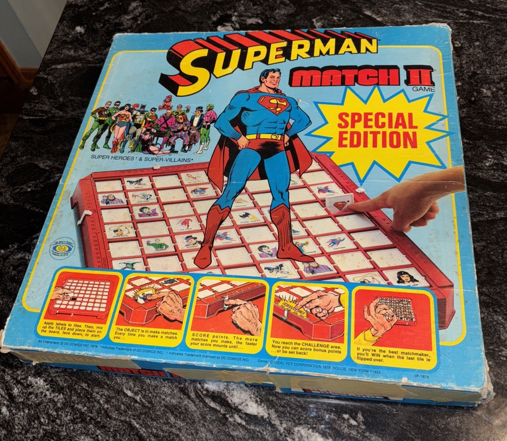 RARE 1978 IDEAL Superman Match II Special Edition 💯COMPLETE