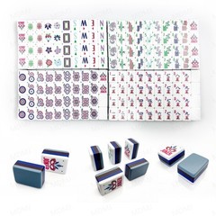 NEW! Vibrant Layered Mahjong Tiles – Full American Set 160Tiles – Gray-blue