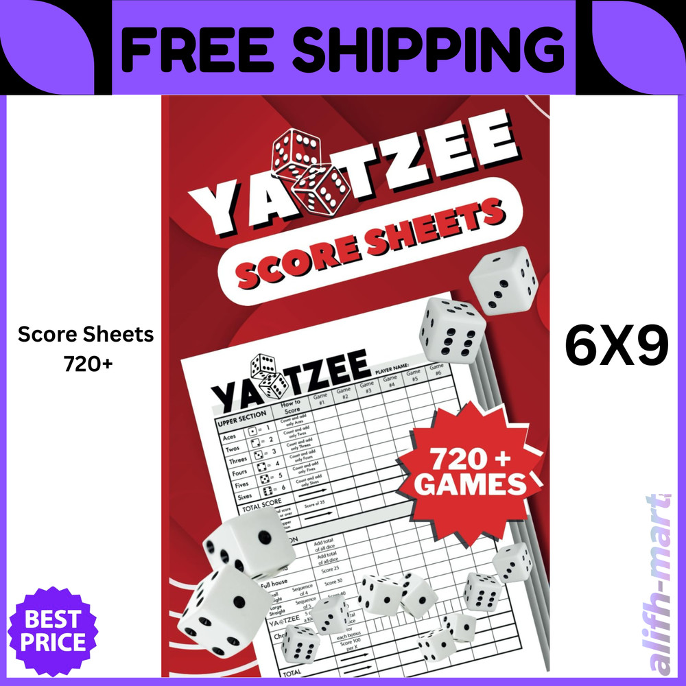 Score Pads for Yahtzee : Large Print 6X9 Yahtzee Score Sheets 720+ Games for Sco