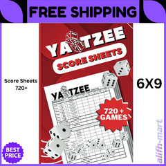 Score Pads for Yahtzee : Large Print 6X9 Yahtzee Score Sheets 720+ Games for Sco