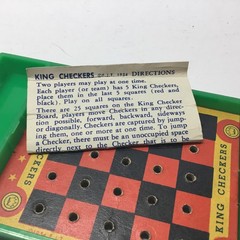 Vintage King Checkers Travel Game Complete With Instructions 5.5” X 3”.