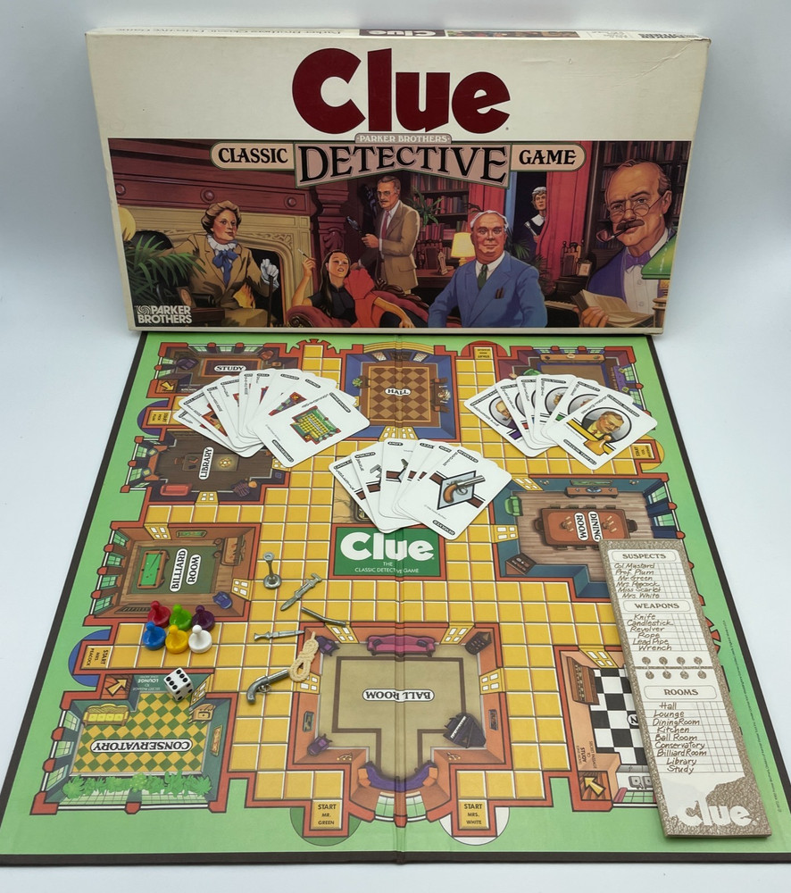 PARKER BROTHERS Clue Board Game Classic Detective Complete Vintage 1986 USA