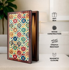 Biggdesign Bloom Backgammon, MDF Body, Magnetic Lock, Durable Gloss Finish, Scra