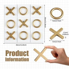 11.8×11.8 Inch Tic Tac Toe Wood Game Board Coffee Table Decor Modern Wooden f…