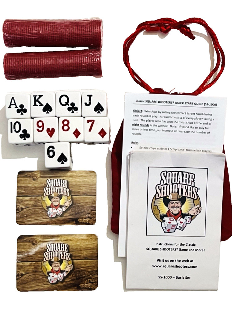 SQUARE SHOOTERS GAME – DECK OF CARDS ON DICE w/RED STORAGE POUCH ORIGINAL!