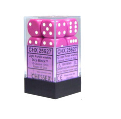 * Chessex Dice D6 Opaque 12ct Light Purple and White CHX25627