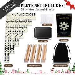 MeetYr Life Dominos Set for Adults 28 with 4 Compact, Black and White
