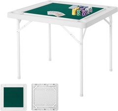 Mahjong Table 4Player Folding Card Table w/Cup Holders&Trays,HDPEwater-resistant