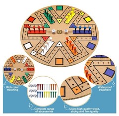 Fast Track Board Game Wooden 3-6 Players Board Game Set with 24 Board Game Piece