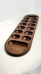 Vtg FAO Schwarz Cardinal MANCALA Premiere Edition Solid Walnut Wood & Gemstones