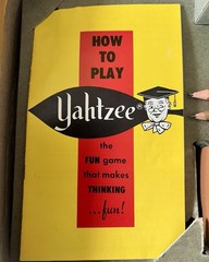 Vintage 1956 Yahtzee Complete E.S. Lowe Dice Game w Dice Cup Box Manual VG! MCM
