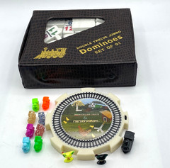 2 in 1 Dominoes Center Hub Starter Piece Chicken Domino & Mexican Train w/ Sound