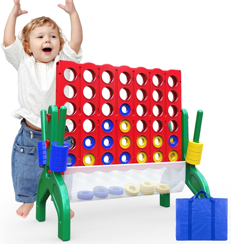 Giant Connect 4 Game 4-in-A-Row Outdoor Indoor Kids Family Portable Tabletop