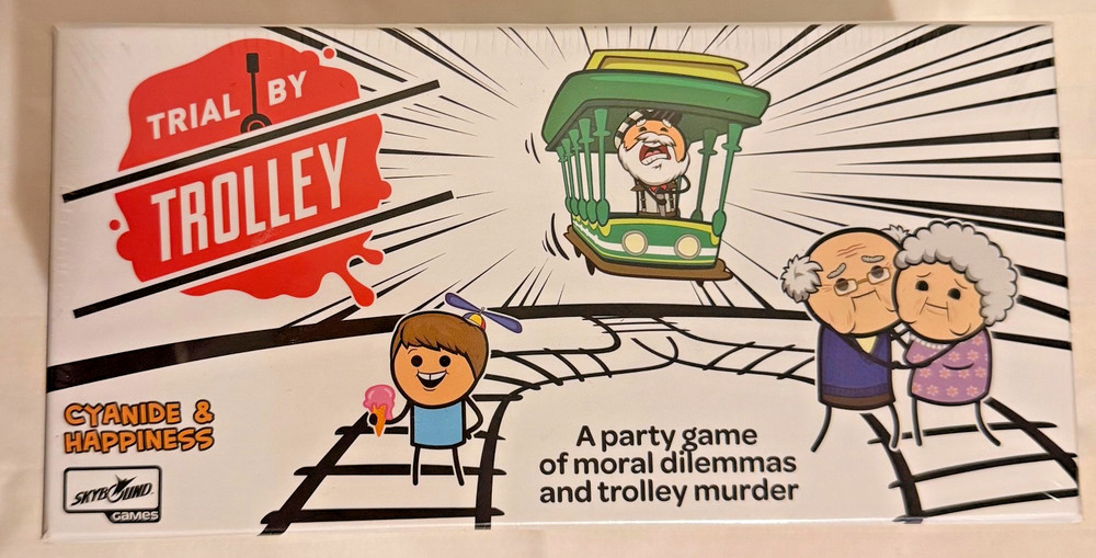 Trial by Trolley “Moral dilemmas and trolly murder” 3-13 players 14 and up NEW