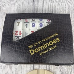 Vtg Double Twelve Dominoes Set Of 91 Leather Case Complete W Mexican Train Clean