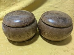Vintage Suwabute Clam Go Stones Size22 made in Hyuga with Go Bowls Japan