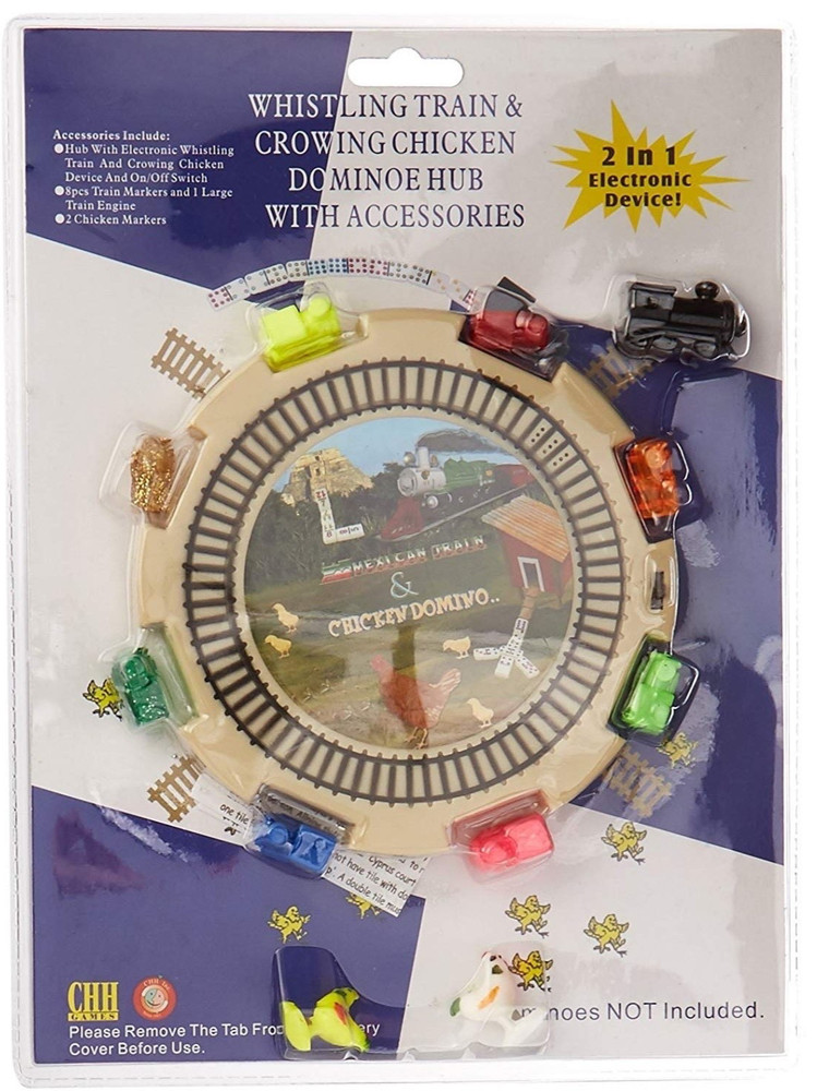 2 in 1 Dominoes Center Hub Starter Piece Chicken Domino & Mexican Train w/ Sound