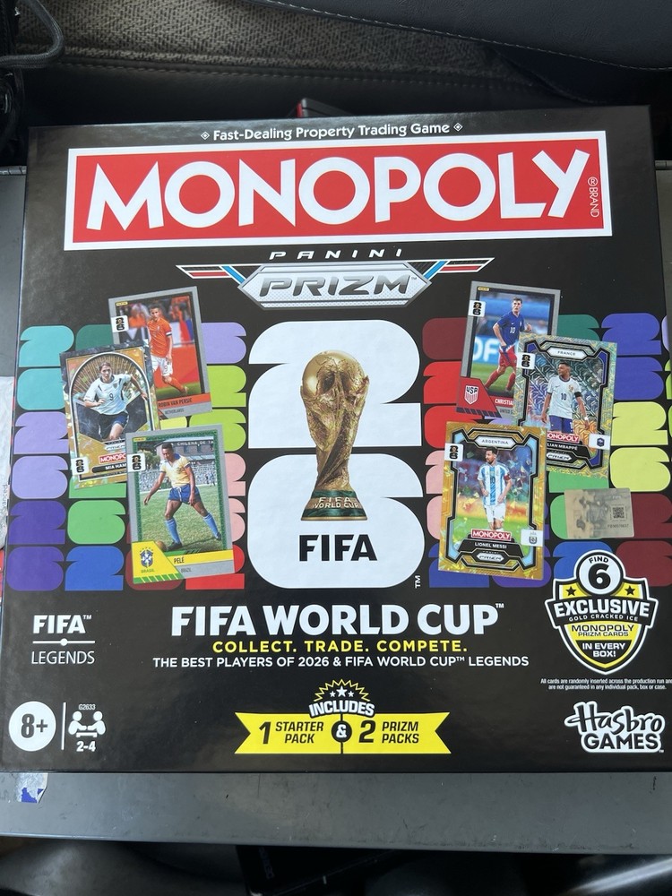 2026 Panini Prizm Monopoly FIFA Board Game + Complete 100 Card Base Set & Parall