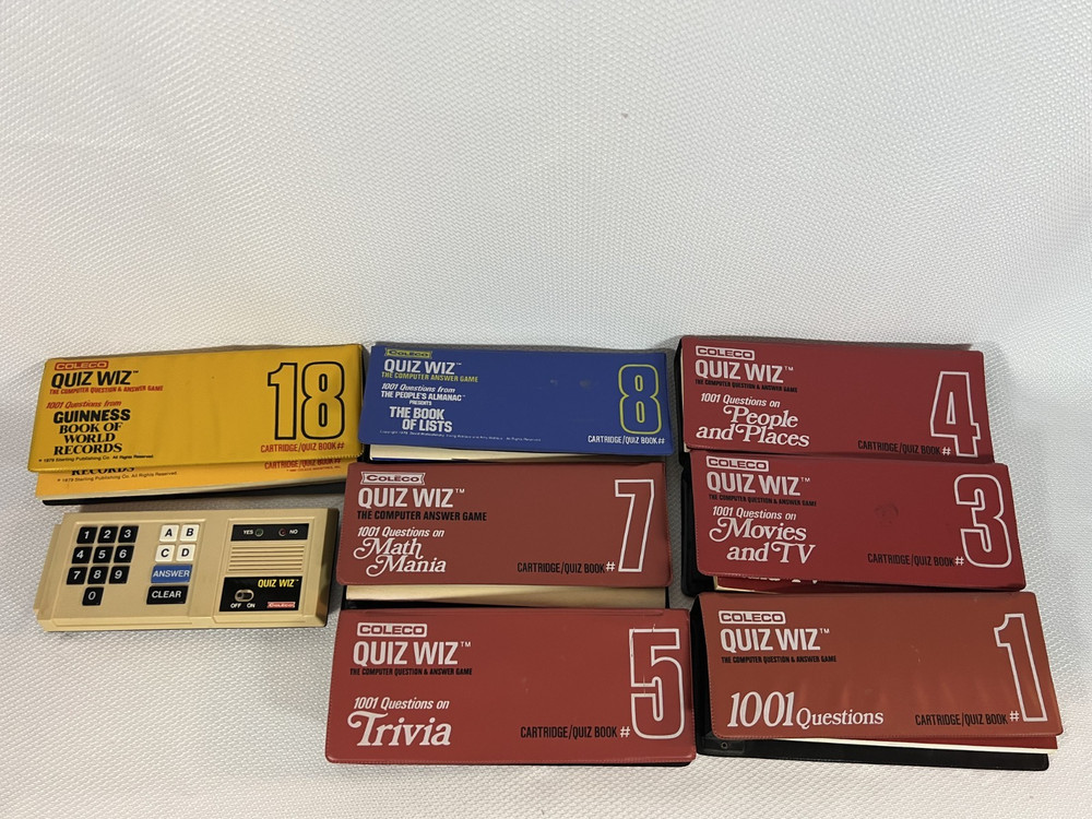 Coleco Quiz Game Computer Answer Game w/ Cartridge + Books 1, 3, 4, 5, 7, 8, 18