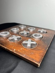 Wooden Tic Tac Toe Classic Heavy Coffee Table Game w/ Metal Pieces 9.5”x9.5”