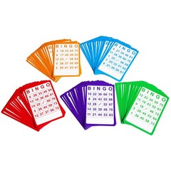 100 Bingo Cards Resuable Bingo Paper Game Cardstock Bulk, 5 Colors