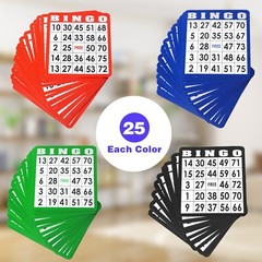 100-Pack Mixed Bingo Cards Set for Bingo Game/Thick Paper Bingo Cardboard Sheets