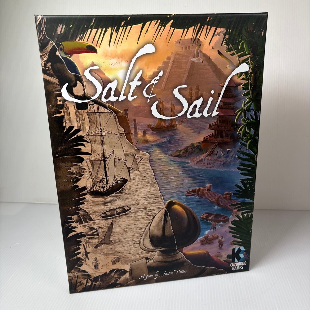 Salt & Sail A Game of Discovery Board Game Deluxe Pledge Metal & Wooden Pieces
