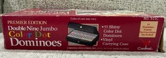 Cardinal Premier Double Nine Jumbo Color Dot Dominoes Set Vinyl Case NEW