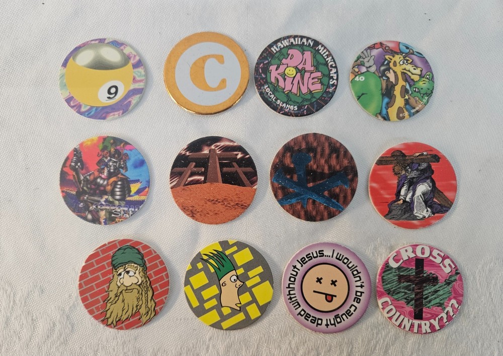 1990s Lot of 12 Misc. Pogs Slammer Whammers Milk Caps Lot #26