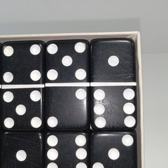 Vtg Set of Puremco No. 616 Standard Black Marblelike Dominoes Made In USA Waco