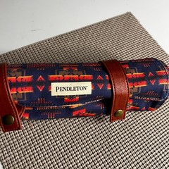 Pendleton Travel Chess & Checkers Set Roll-Up Canvas Board Game Blue Red NEW