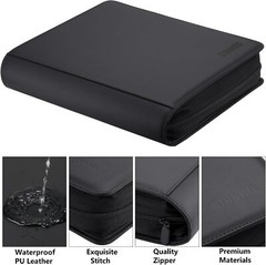 9 Pocket TopLoader Binder, Holds 360 3”x4” Toploader Hard 9-Pocket, Black