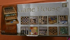 2002 Cardinal GAME HOUSE 10 Games WOOD Boards & Box Chess Checkers Pachisi Snake