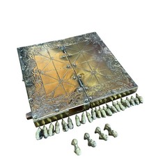Vintage Bagh Chal Tiger Goat Board Game Brass Handmade Nepal Complete Set