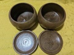 Vintage Suwabute Clam Go Stones Size22 made in Hyuga with Go Bowls Japan