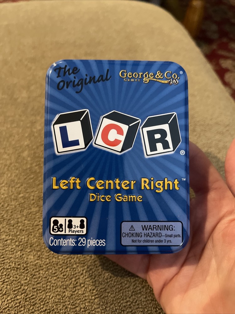 The Original LCR Left Center Right Dice Game Blue Tin George & Company (CM)