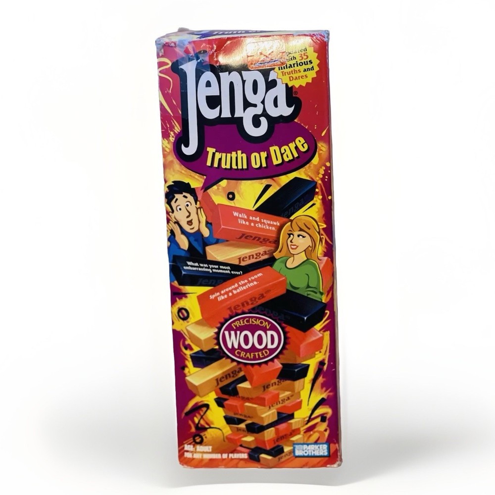 Parker Brothers Jenga Truth or Dare Precision Wood Block Party Game Complete