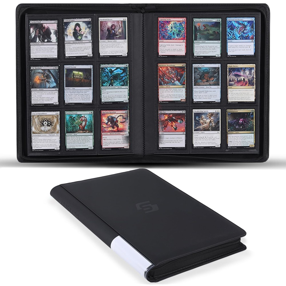 Snekdy premium 360-pocket trading card binder, 9-pocket 360 Cards, Black